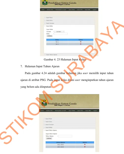 Gambar 4. 24 Halaman Input Tahun Ajaran 