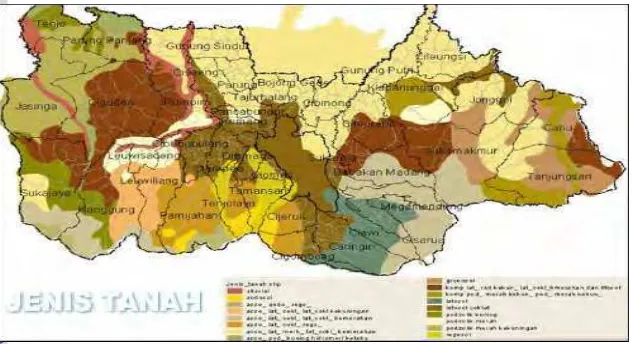 Gambar 7. Peta Jenis Tanah di Kabupaten Bogor 