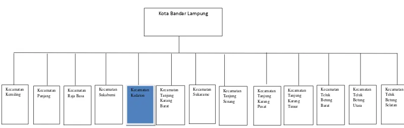 Gambar 3.1 Klaster Kota Bandar Lampung yang dibagi per-kecamatan