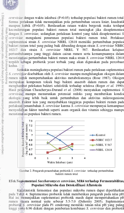 Gambar 2. Pengaruh penambahan probiotik S. cerevisiae  terhadap pertumbuhan  