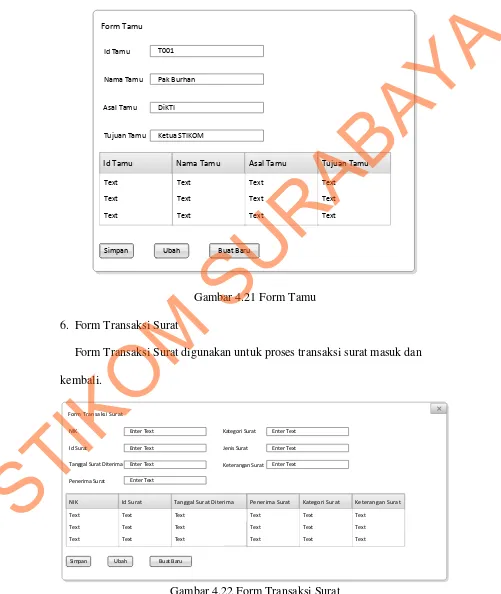Gambar 4.22 Form Transaksi Surat 