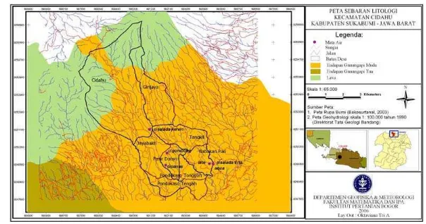 Gambar 6. Peta sebaran litologi  Kecamatan Cidahu 