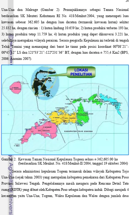 Gambar 2. Kawasan Taman Nasional Kepulauan Togean seluas ± 362,605.00 ha 