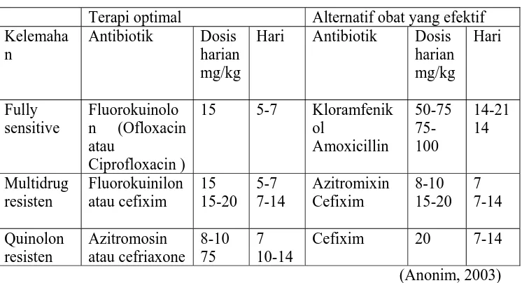 Tabel 1. Pengobatan untuk Demam Tifoid 