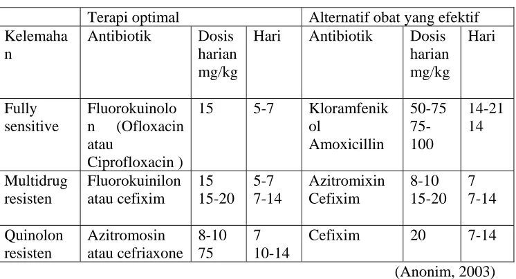 Tabel 1. Pengobatan untuk Demam Tifoid 