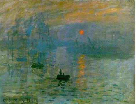 Gambar 1.  Claude Monet. Impression-Sunrise (1874). oil on canvas Sumber. http://en.m.wikipedia.org/wiki/impression-Sunrise 