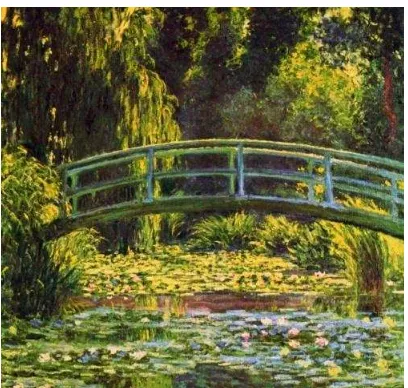 Gambar 2. Claude Monet. Water Lilies with the Japanese Bridge (1899).  