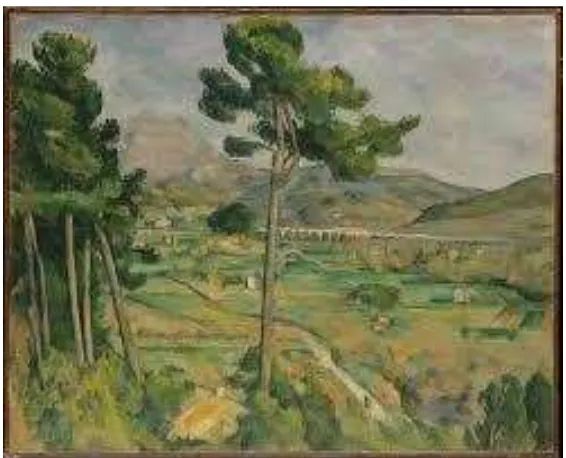 Gambar 5. Paul Ceszanne (1885). Mont Sainte-Victoire dan viaduct dari lembah suangai Arc.65 x81 cm Sumber