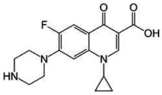 Gambar 9. Stuktur kimia Siprofoxacin.Gambar 9. Stuktur kimia Siprofoxacin.   