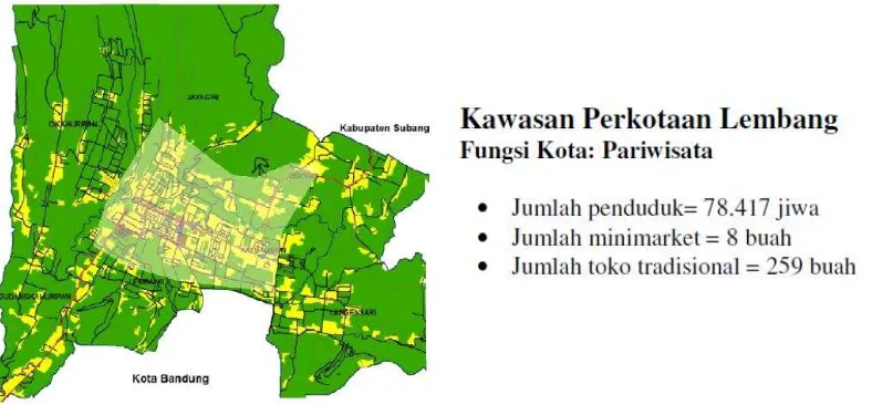Gambar 7. Sebaran Pengecer Modern dan tradisional di Kawasan Perkotaan Lembang 