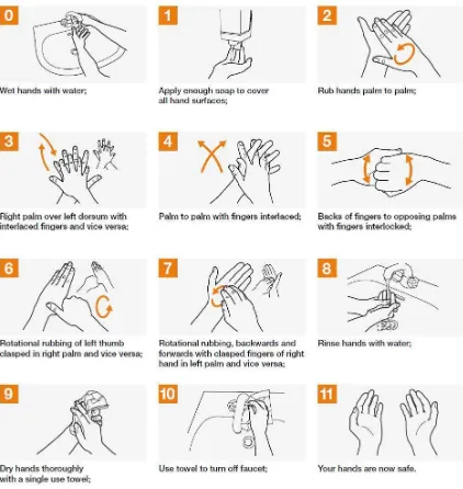 Gambar 1. Cara Mencuci Tangan dengan Sabun dan Air (WHO) 