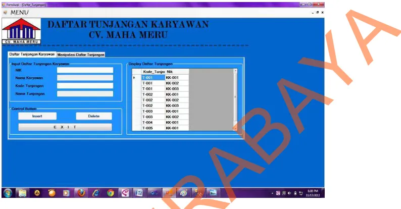 Gambar 4.36 Gambar implementasi form potongan 