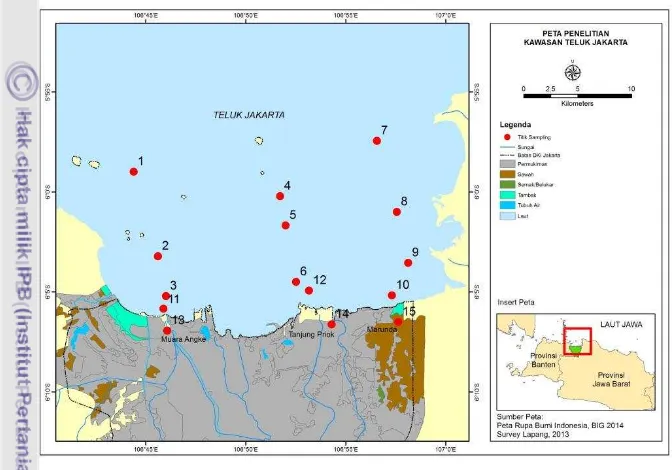 Gambar 2. Peta lokasi penelitian di perairan Teluk jakarta 