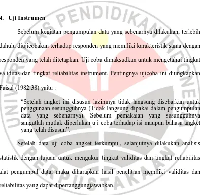 Tabel 3.4 Klasifikasi Koefisien Validitas Nilai   Interpretasi 