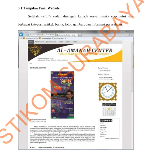 Gambar 5.1 Tampilan final homepage. 