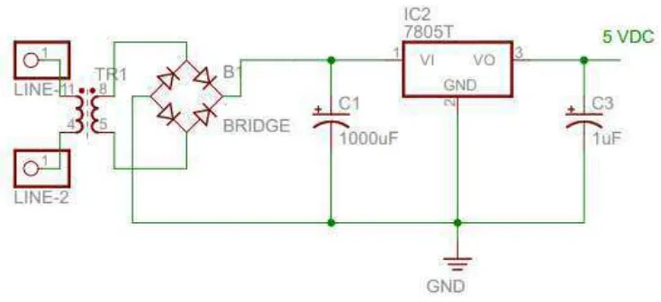 Gambar 3.5 Rangkaian Power Supply 5 volt DC  