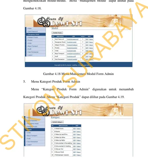 Gambar 4.19 Menu Kategori Produk Form Admin 