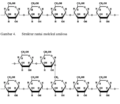 Gambar 4. Struktur rantai molekul amilosa 