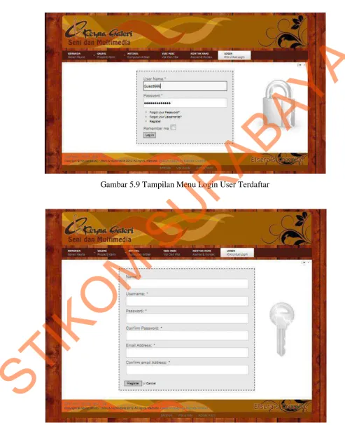 Gambar 5.10 Tampilan Menu Pendaftaran User saat Online 