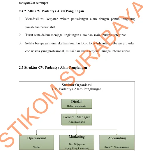 Gambar 2.2 Struktur Organisasi CV. Padantya Alam Panglungan  