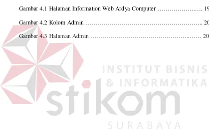 Gambar 4.1 Halaman Information Web Ardya Computer ……………….…. 19 