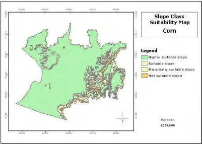 Figure 4.4.  Slope class suitability map for Corn 