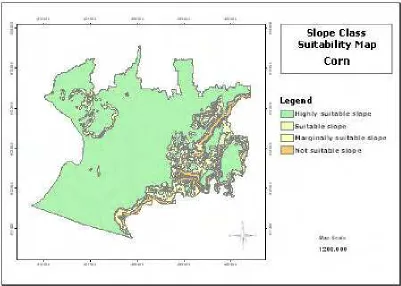 Figure 4.4.  Slope class suitability map for Corn 