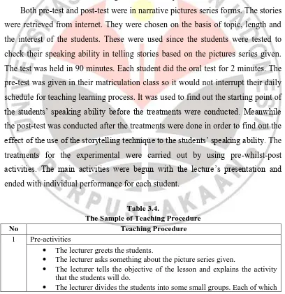 Table 3.4.  The Sample of Teaching Procedure  