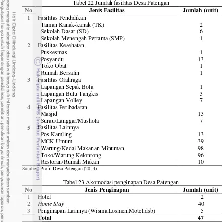 Tabel 22 Jumlah fasilitas Desa Patengan 
