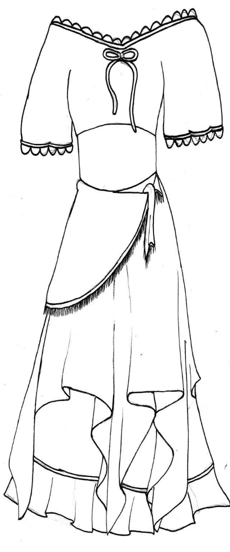 Gambar 21: Pola Long Dress (Karya: Nova Linda Putri Susanti, 2016) 