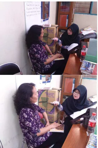Gambar 21.1 Wawancara dengan guru mata pelajaran KKPI kelas X, Bu Rustiningsih  