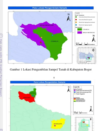 Gambar 1 Lokasi Pengambilan Sampel Tanah di Kabupaten Bogor 
