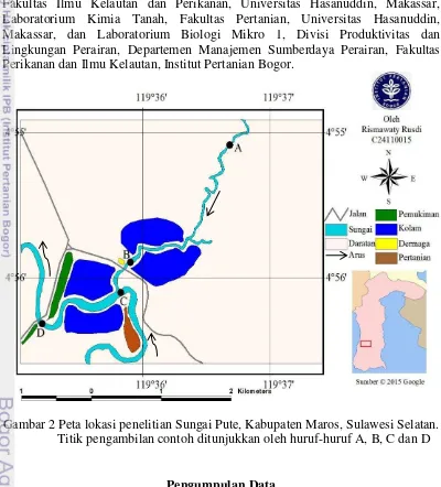 Gambar 2 Peta lokasi penelitian Sungai Pute, Kabupaten Maros, Sulawesi Selatan.  