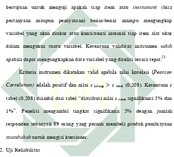 tabel (0,208) diambil dari tabel “distribusi nilai r tabel signifikansi 5% dan 