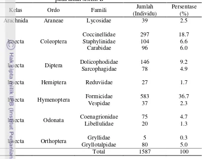 Tabel 4  Kelimpahan artropoda predator pada pertanaman talas 