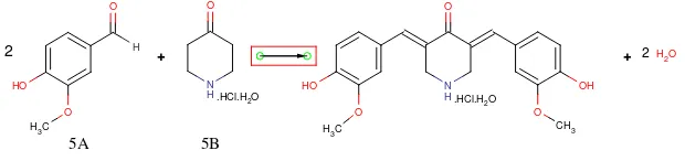 Gambar 5. Reaksi Sintesis Analog Kurkumin 3,5-bis-(4�-hidroksi-3�-metoksi-benzilidin)-piperidin-4-on monohidrat hidroklorida 