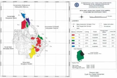 Gambar 1. Peta Unit Lahan dan Titik Pengambilan Sampel Tanah Kecamatan Denpasar Timur 