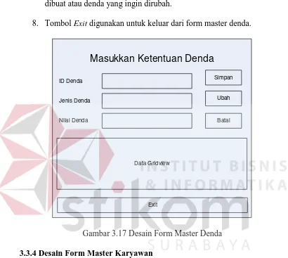 Gambar 3.17 Desain Form Master Denda 