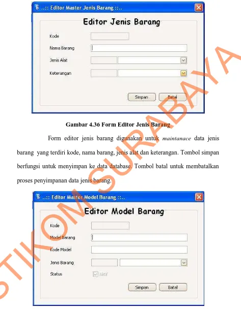 Gambar 4.37 Form Editor Model Barang 