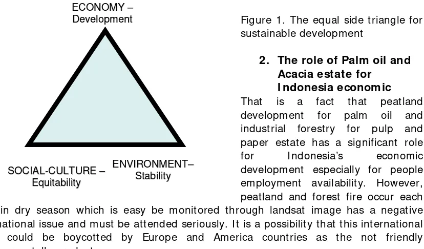 Figure 1. The equal side triangle for sustainable development 