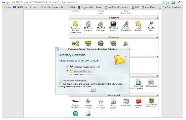 Gambar 12 menu password protect directory 