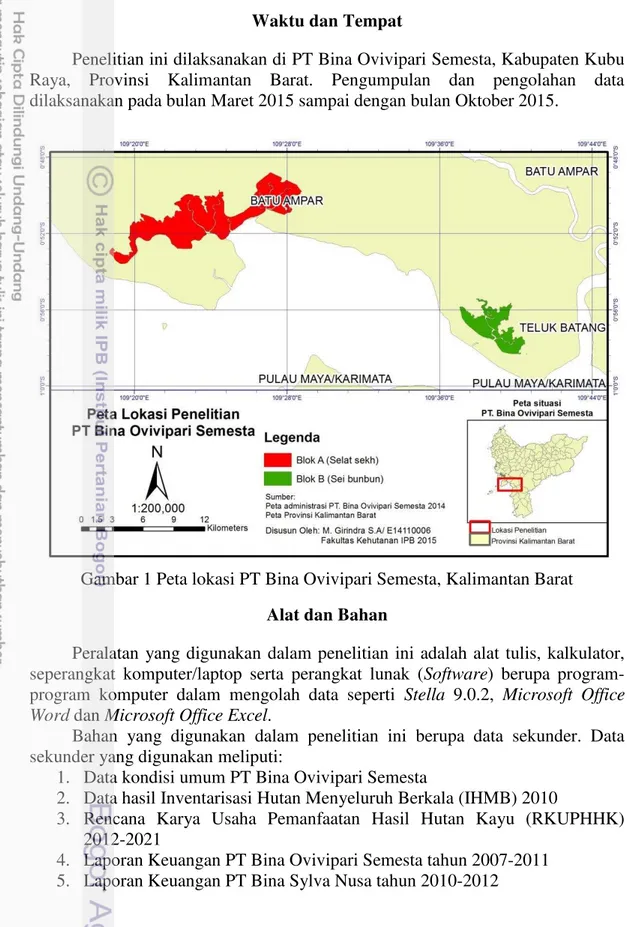 Gambar 1 Peta lokasi PT Bina Ovivipari Semesta, Kalimantan Barat 