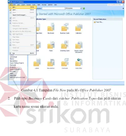 Gambar 4.1 Tampilan File New pada Ms Office Publisher 2007 