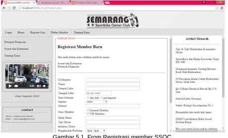 Gambar 5.1. From Registrasi member SSOC 