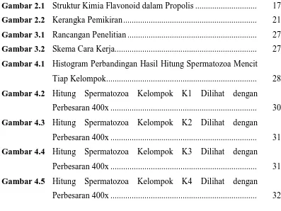 Gambar 2.1 Struktur Kimia Flavonoid dalam Propolis .............................  