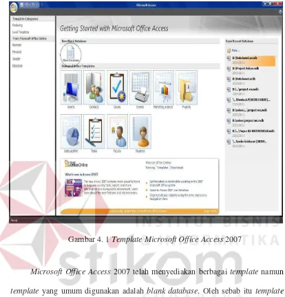 Gambar 4. 1 Template Microsoft Office Access 2007 