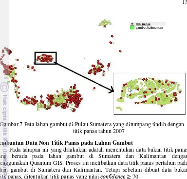 Gambar 7 Peta lahan gambut di Pulau Sumatera yang ditumpang tindih dengan 