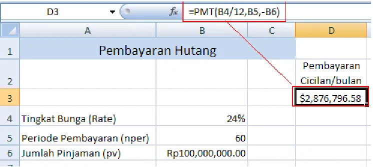 Gambar 2 Memasukkan Rumus  PMT 