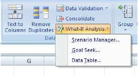 Gambar 10. What-if - Data Table Toolbar 