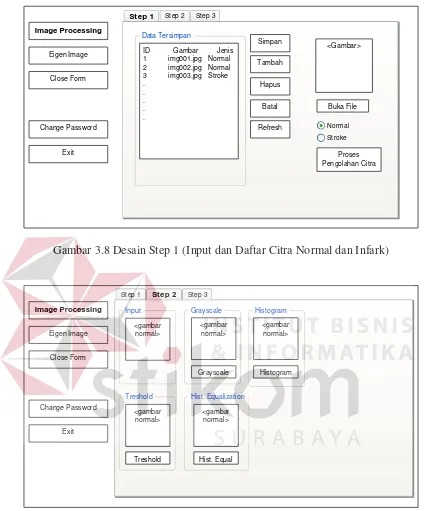 Gambar 3.8 Desain Step 1 (Input dan Daftar Citra Normal dan Infark) 